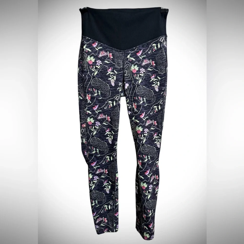 NWOT The North Face Black Floral Women's Leggings - Picture 1 of 5